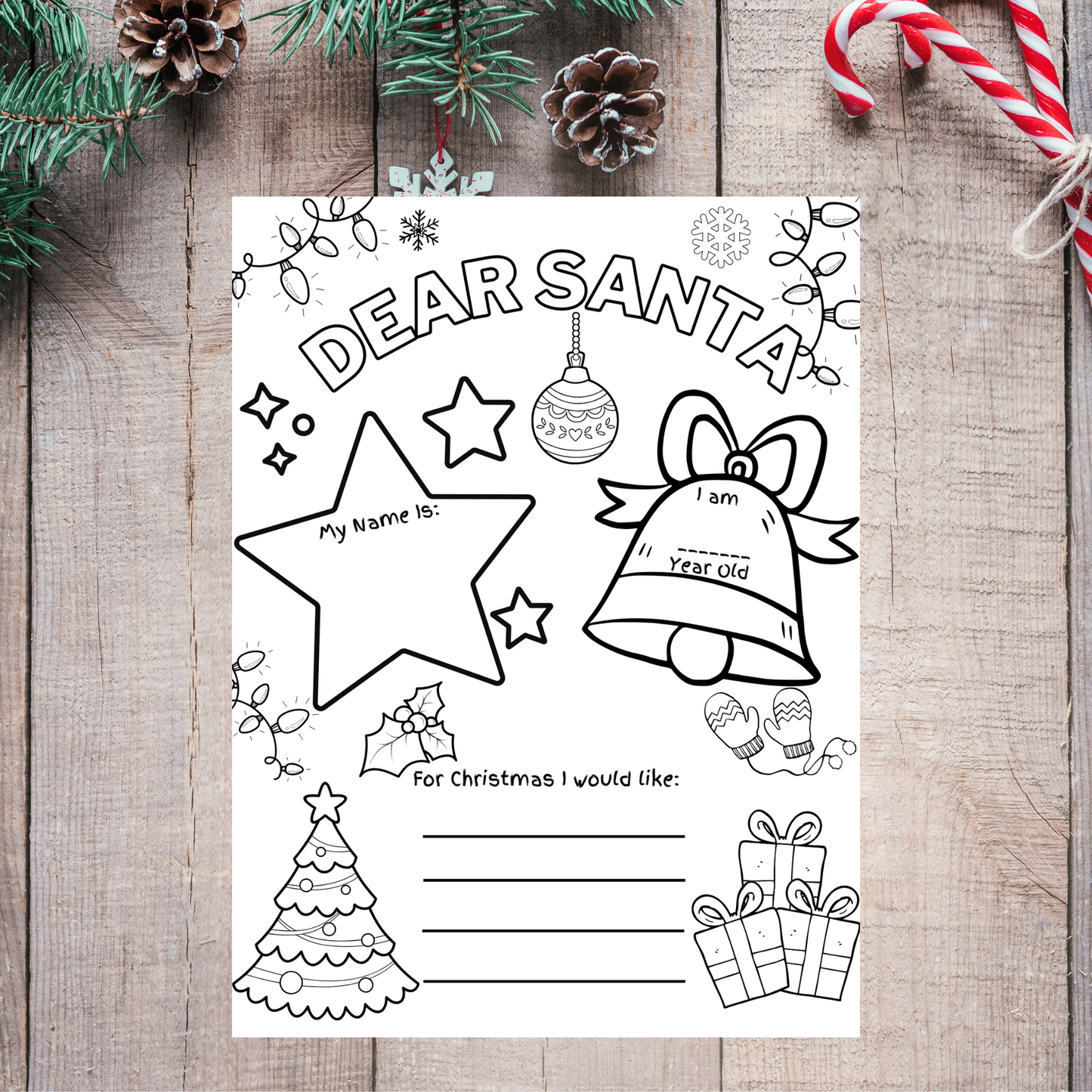 Christmas ideas, Christmas printable crafts, Christmas crafts, letter for santa, letter from santa, etsy, etsy download, dear santa letter, dear santa printable, letters to santa, Christmas, santa letter, digital download, Christmas download, printable letter for santa, christmas coloring page, christmas coloring