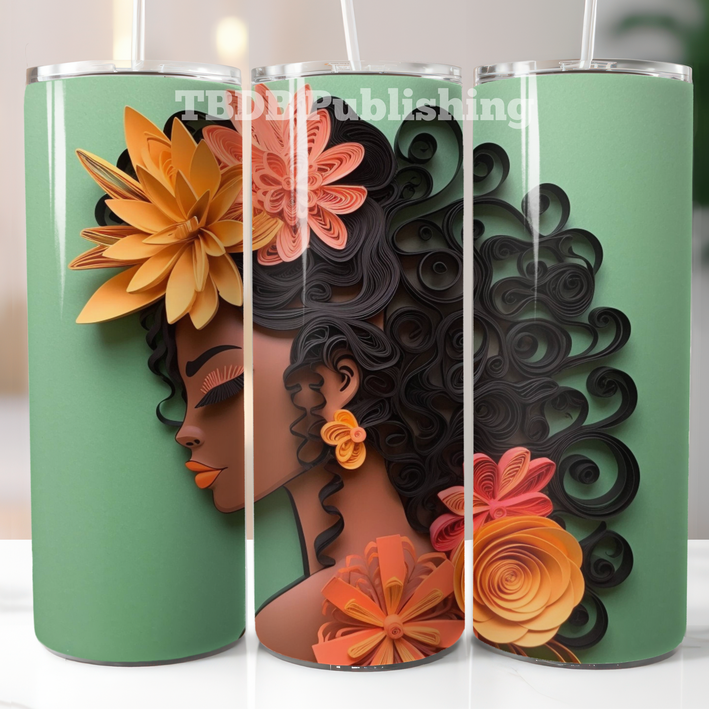 3D Black Girl Tumbler | 3D Tumbler Wrap Black Women | Black Girl Tumbler Template | Black Girl Tumbler PNG | 3D Sublimation | 3D Tumbler - Think Big Dream Big Publishing
