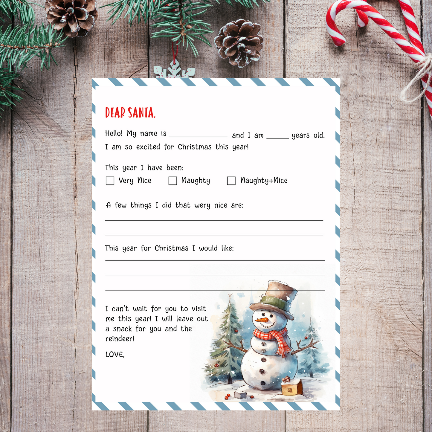 Christmas ideas, Christmas printable crafts, Christmas crafts, letter for santa, letter from santa, etsy, etsy download, dear santa letter, dear santa printable, letters to santa, Christmas, santa letter, digital download, Christmas download, printable letter for santa,