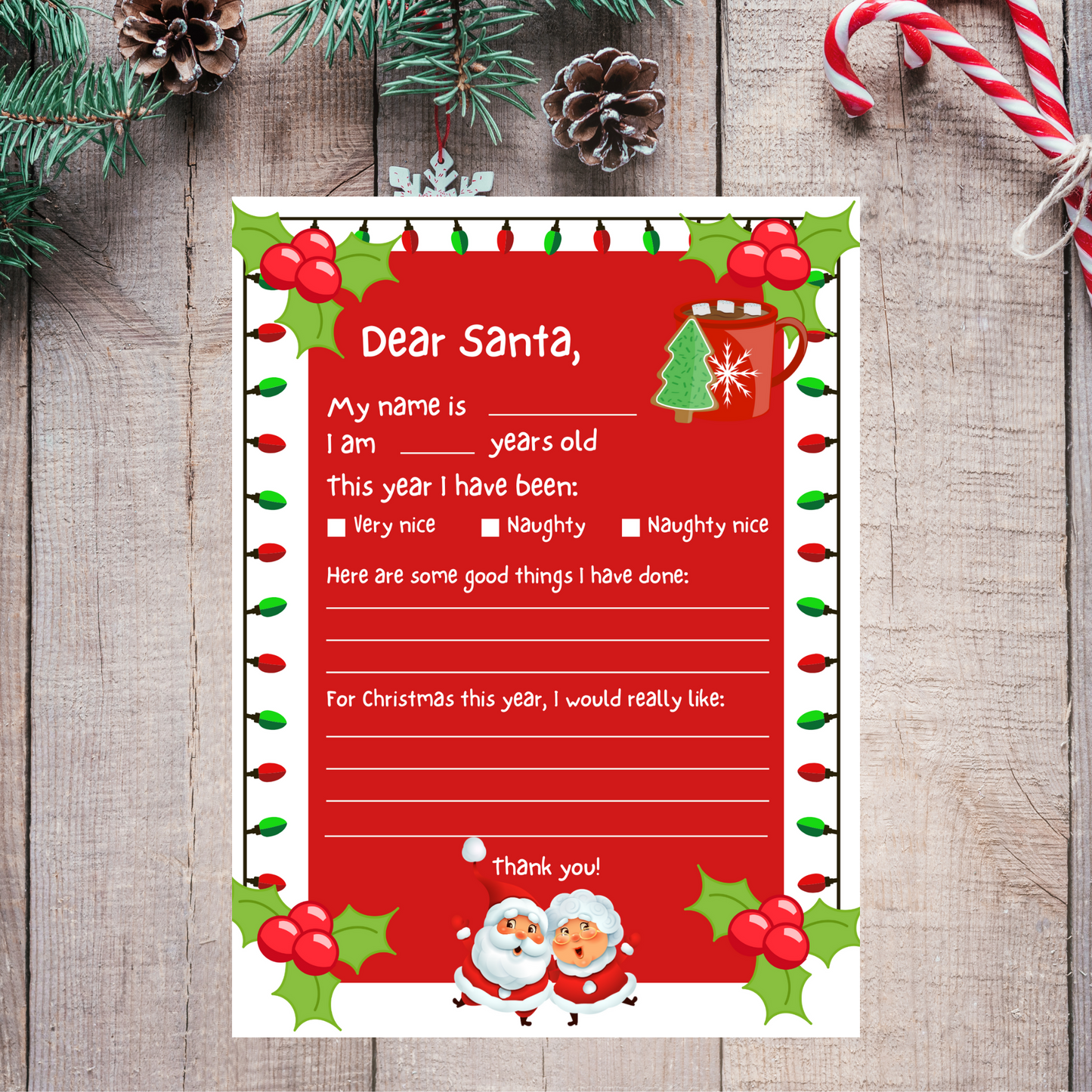 Christmas ideas, Christmas printable crafts, Christmas crafts, letter for santa, letter from santa, etsy, etsy download, dear santa letter, dear santa printable, letters to santa, Christmas, santa letter, digital download, Christmas download, printable letter for santa,