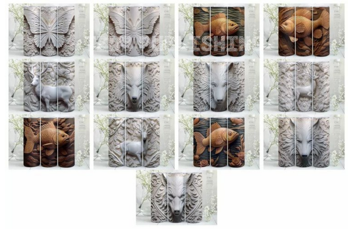 110 3D Tooled Leather PNG Bundle | Straight Tumbler | Design Bundle | Rustic West 20oz Straight Tumbler | Sublimation Design - Think Big Dream Big Publishing