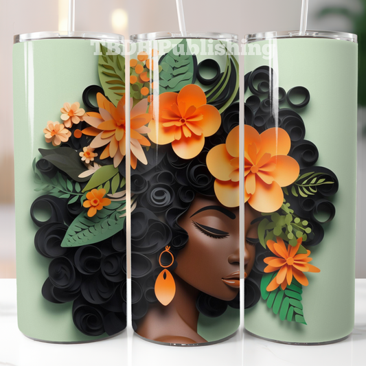 3D Black Girl Tumbler | 3D Tumbler Wrap Black Women | Black Girl Tumbler Template | Black Girl Tumbler PNG | 3D Sublimation | 3D Tumbler - Think Big Dream Big Publishing