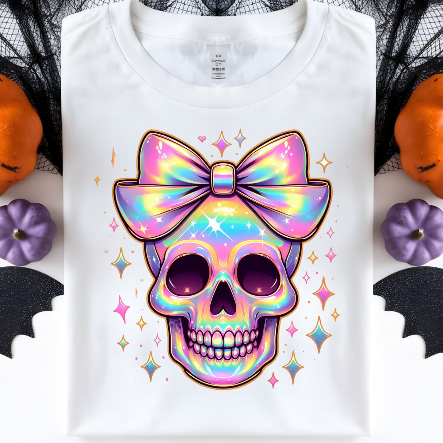 Iridescent Halloween Skull PNG