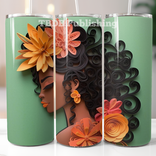 3D Black Girl Tumbler | 3D Tumbler Wrap Black Women | Black Girl Tumbler Template | Black Girl Tumbler PNG | 3D Sublimation | 3D Tumbler - Think Big Dream Big Publishing