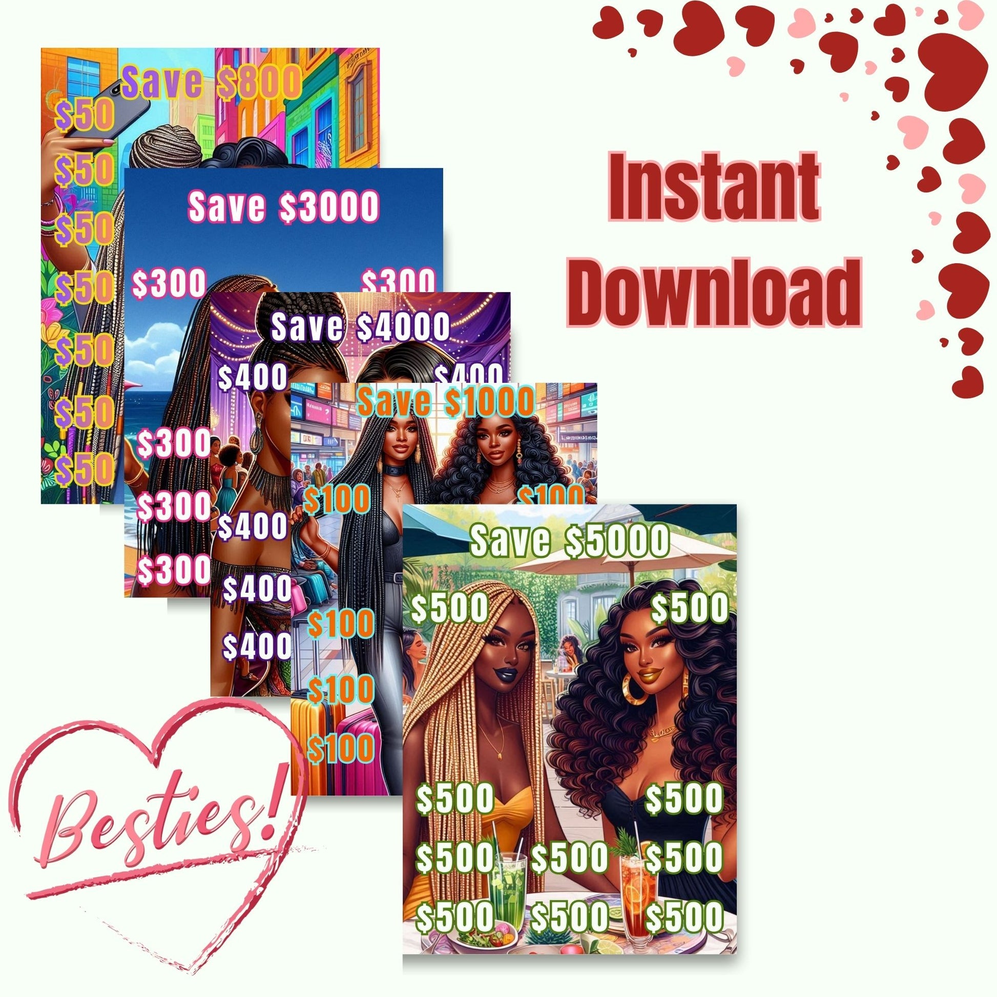 money savings, money savings challenge, money savings tips, money saver,  financial planner, Saving Book Challenges, money savings sheet, Savings Downloads, Budget Babe Printable, savings envelope, Black Girl Savings Challenge, bestie money saver, savings challenge women, money envelope, cash tracker, savings tracker