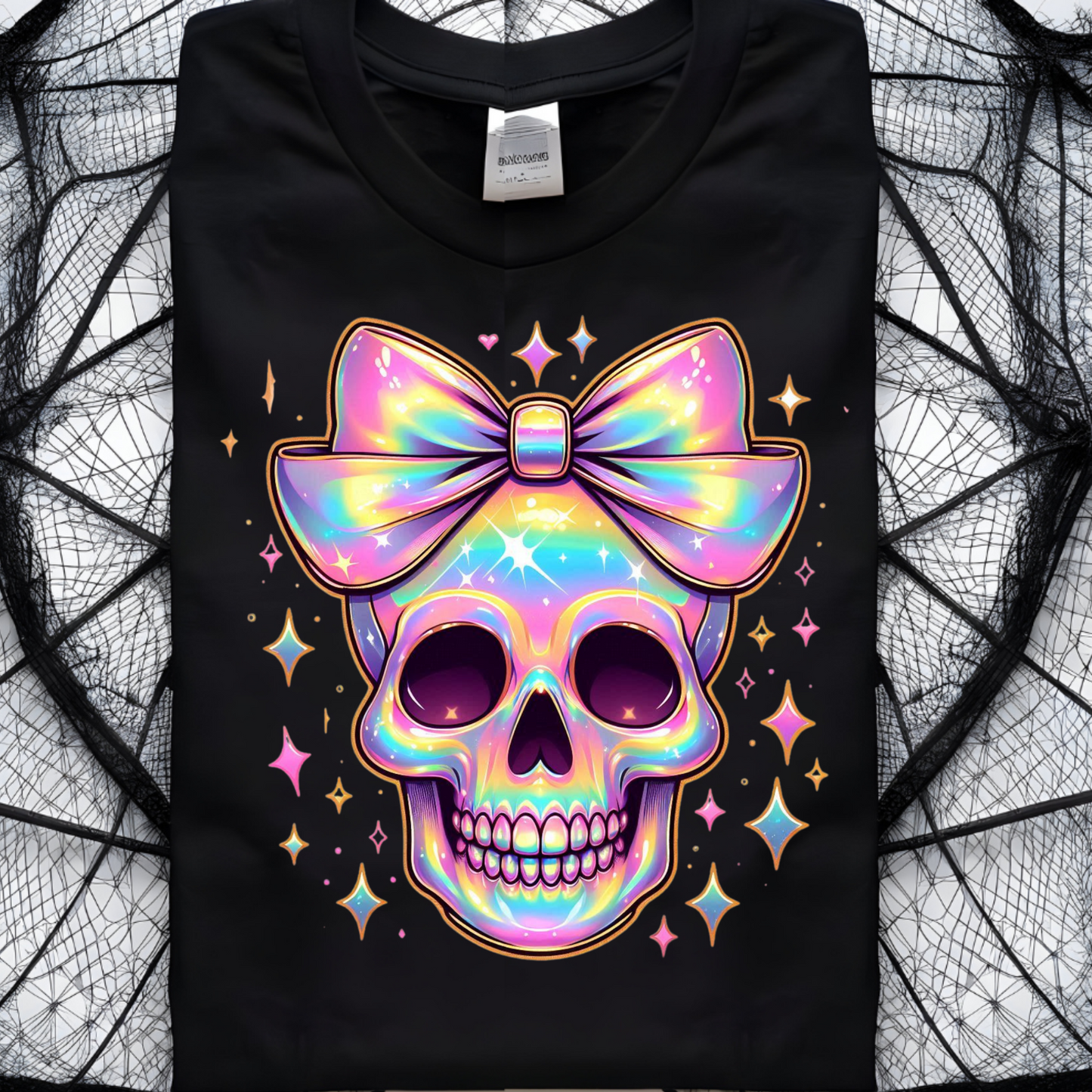 Iridescent Halloween Skull PNG