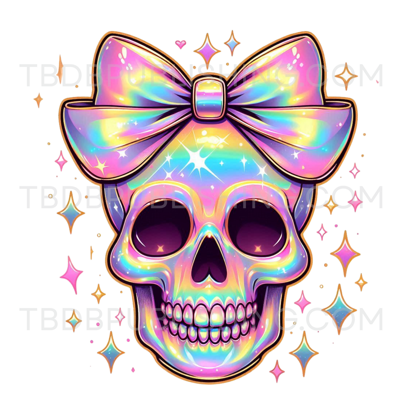 Iridescent Halloween Skull PNG
